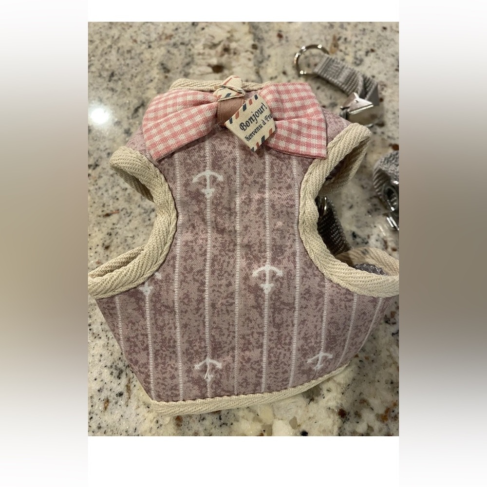 Small Dog Breathable Mesh Harness Vest Collar Soft Chest Strap Leash Set Small
